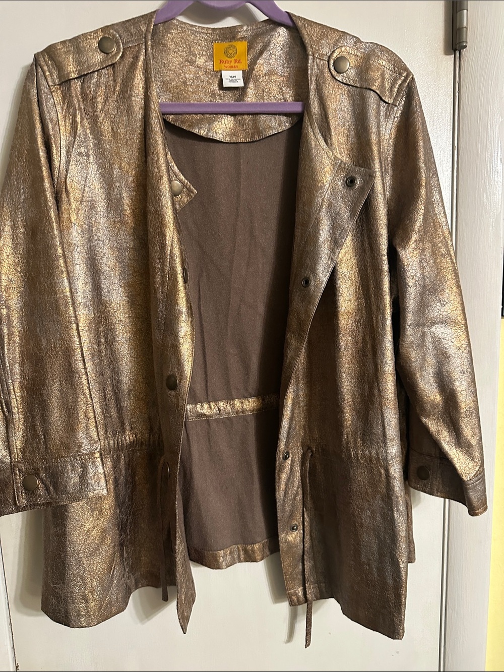Ruby Rd. Metallic Bronze Trench Coat